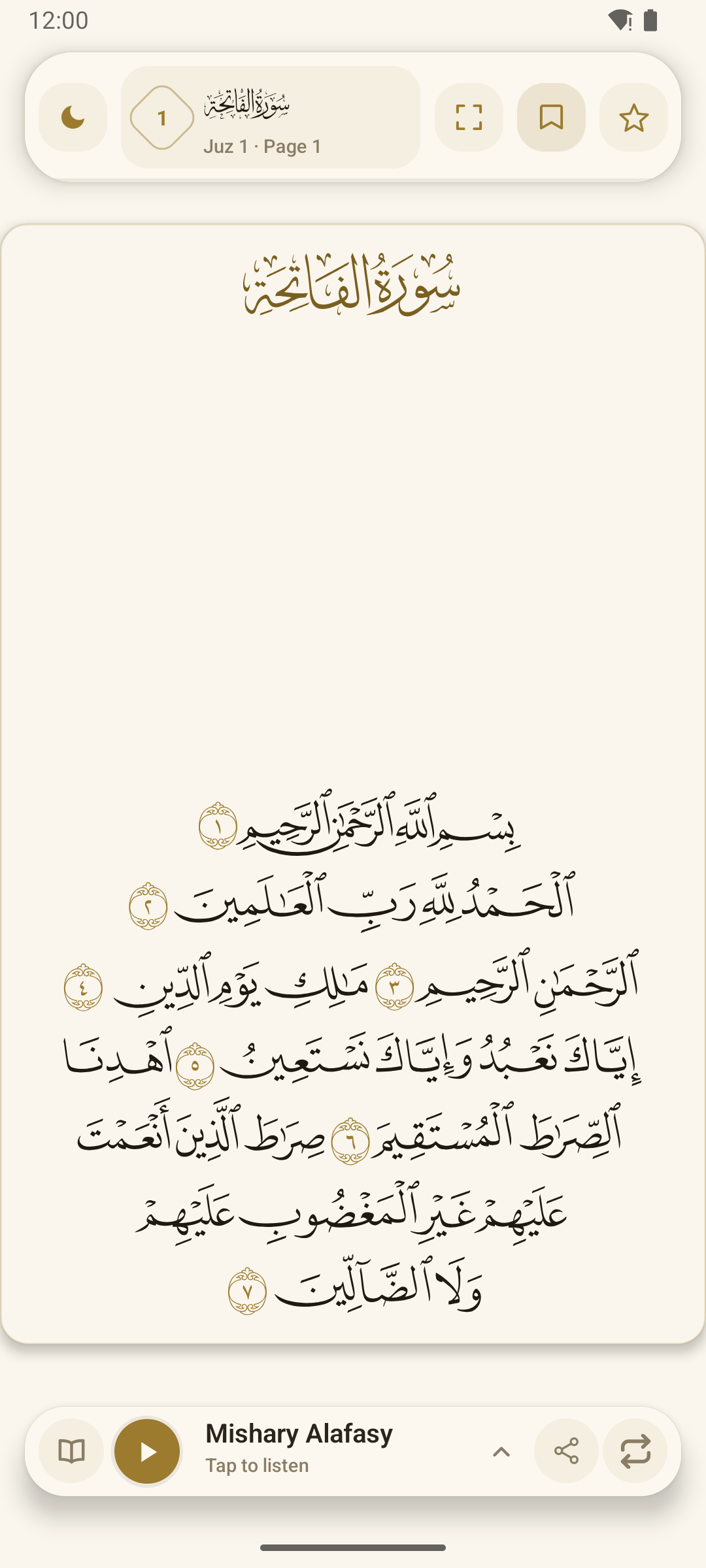 Focused reading in Quran Mushaf